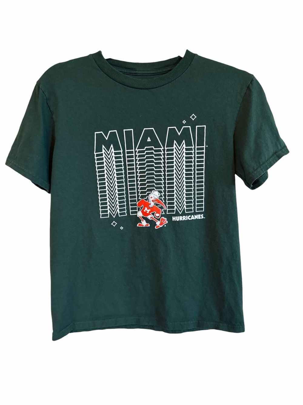 CHAMPION Miami Hurricanes Cascade Pattern Graphic Tee - youth medium 7-8